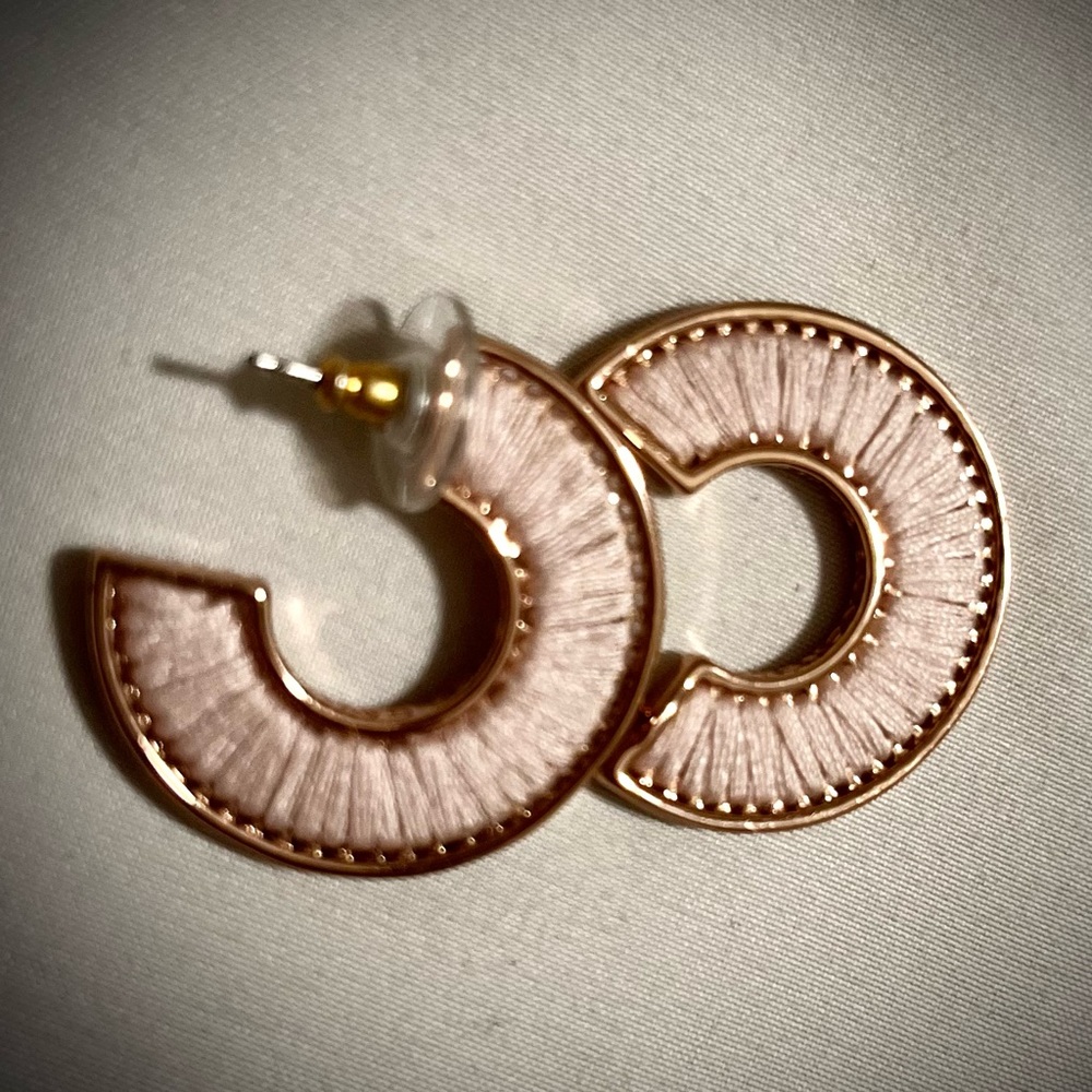 Mignonne Gavigan Rose Gold and Pink Threaded Mini Hoops